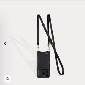 Bandolier iPhone 12 Emma Pebble Leather Crossbody in Black/Gold